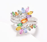 Effy Blooming Beauty Multi-Gemstone & Diamond Ring, 14K Gold, Sz 8